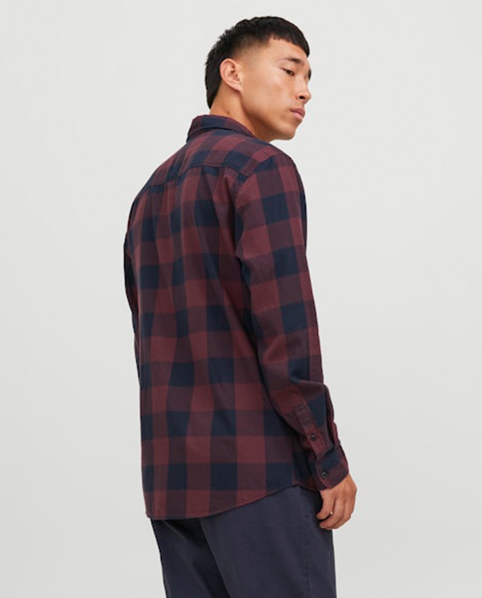 Imagen 2 de Camisa de hombre en algodón BCI slim de cuadros roja - Jack & Jones - Granate Granate