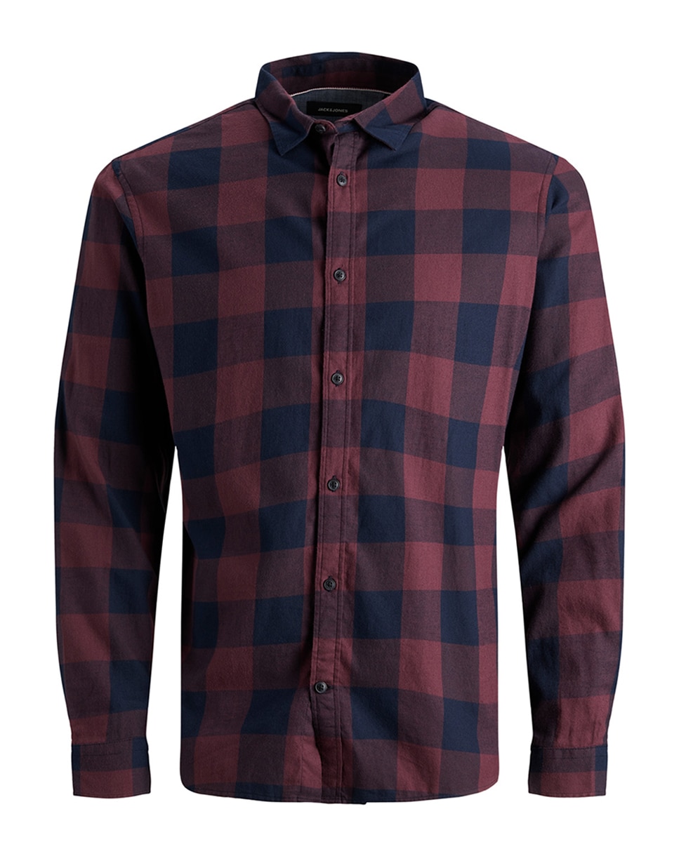 Imagen 6 de Camisa de hombre en algodón BCI slim de cuadros roja - Jack & Jones - Granate Granate