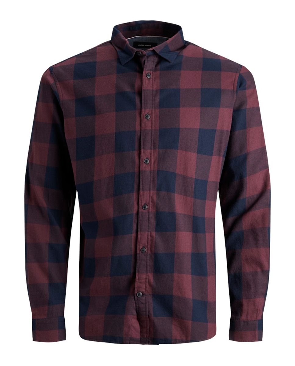 Imagen 7 de Camisa de hombre en algodón BCI slim de cuadros roja - Jack & Jones - Granate Granate