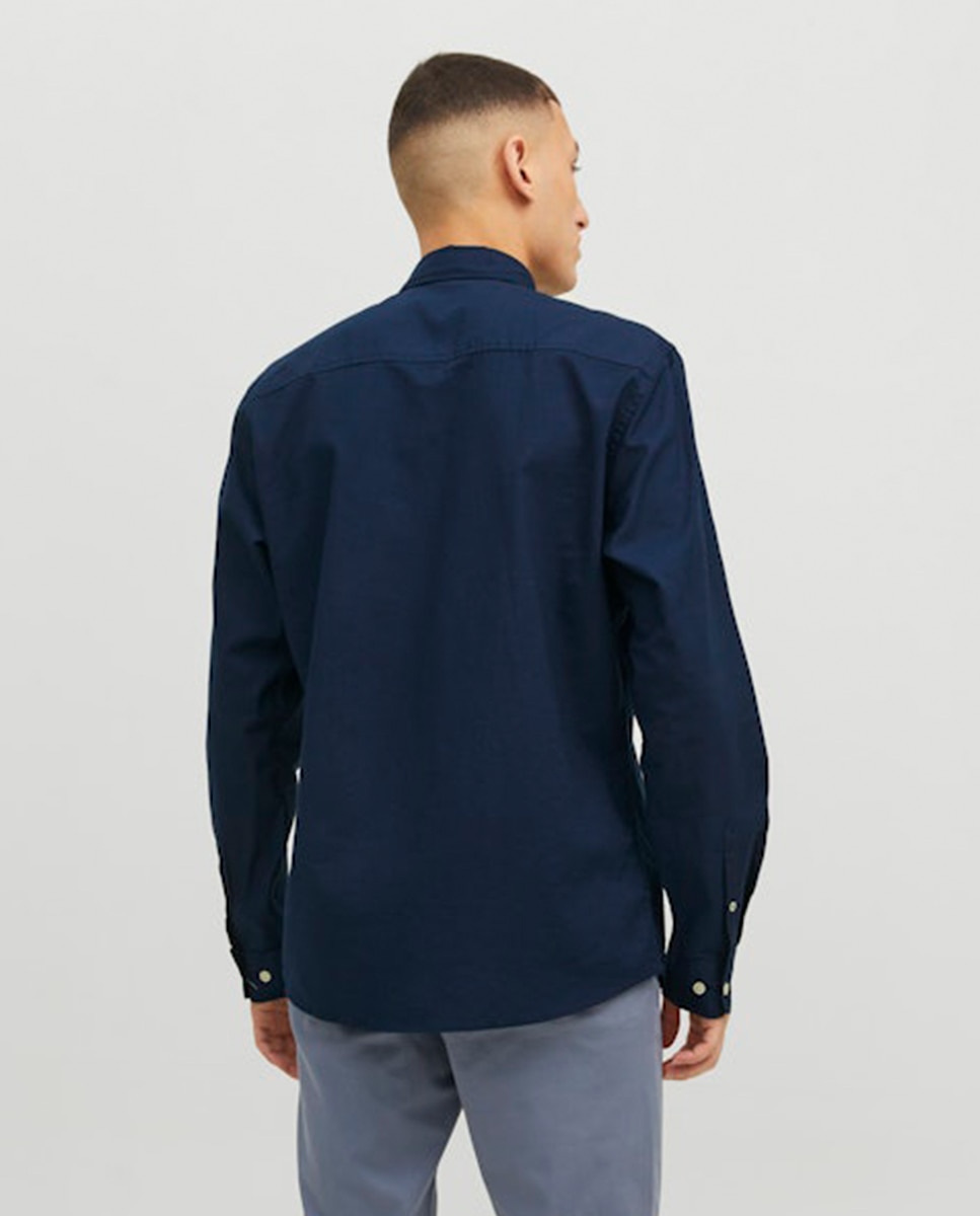Camisa Oxford em Algodão BCI Slim Lisa Azul-marinho-2