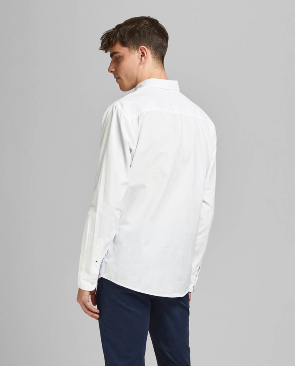 Camisa formal em algodão BCI slim lisa branca Branco-2
