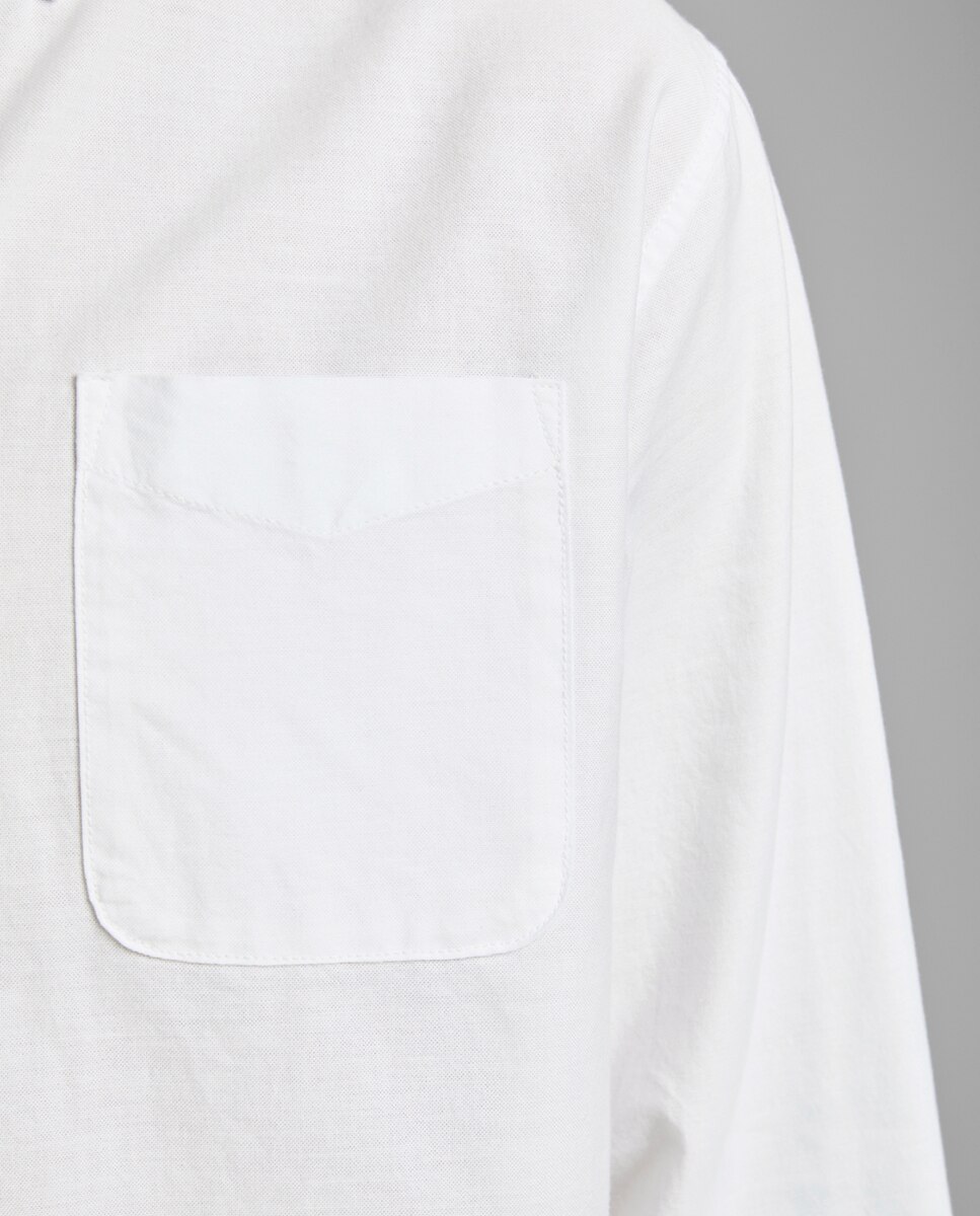 Camisa formal em algodão BCI slim lisa branca Branco-3