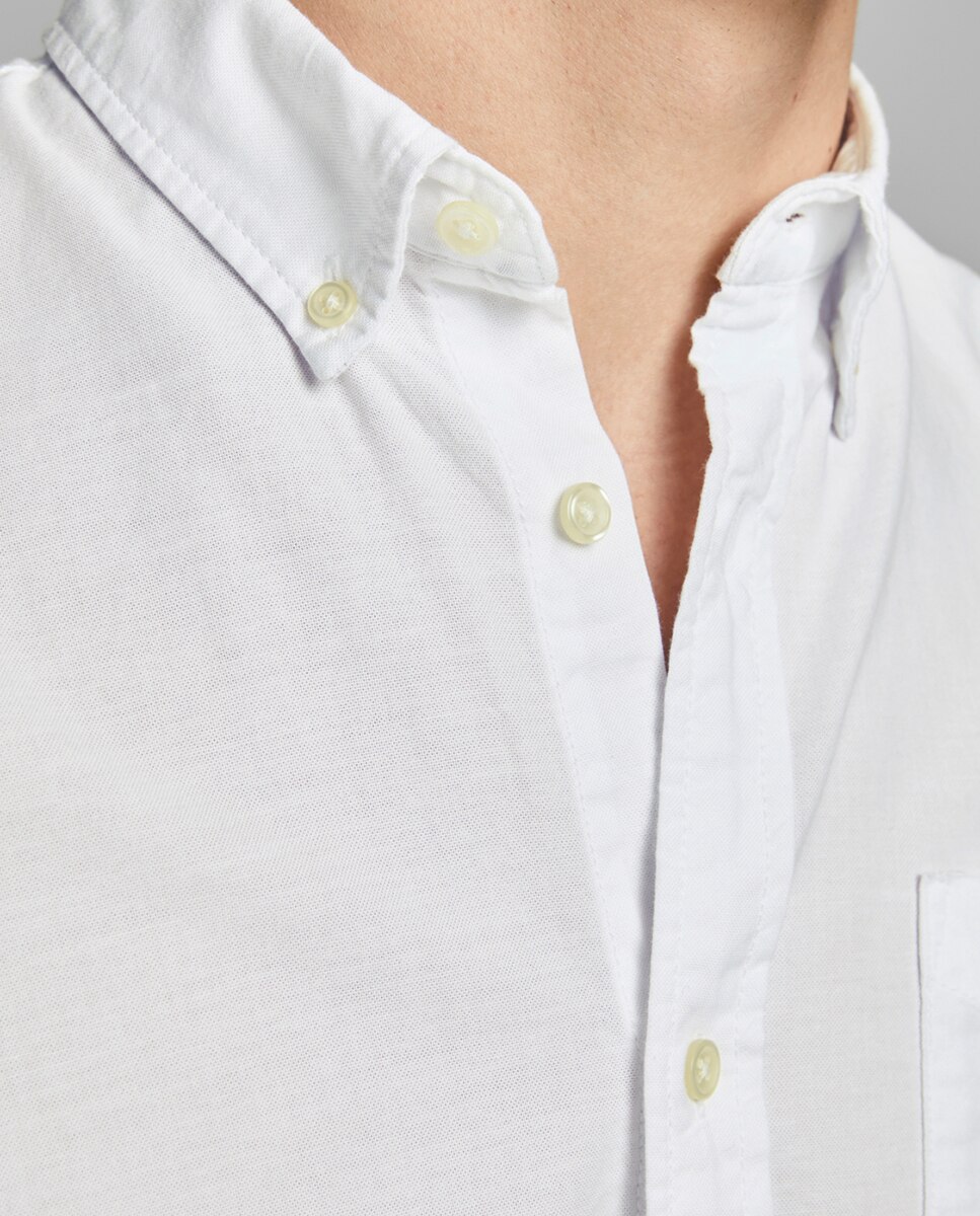 Camisa formal em algodão BCI slim lisa branca Branco-4