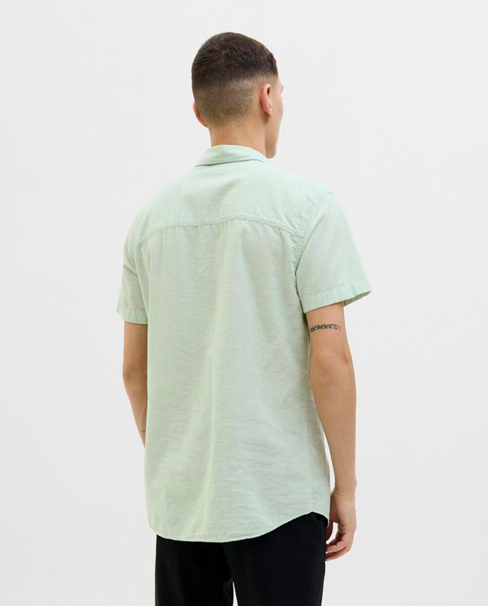 Camisa Slim com Manga Curta Verde-2