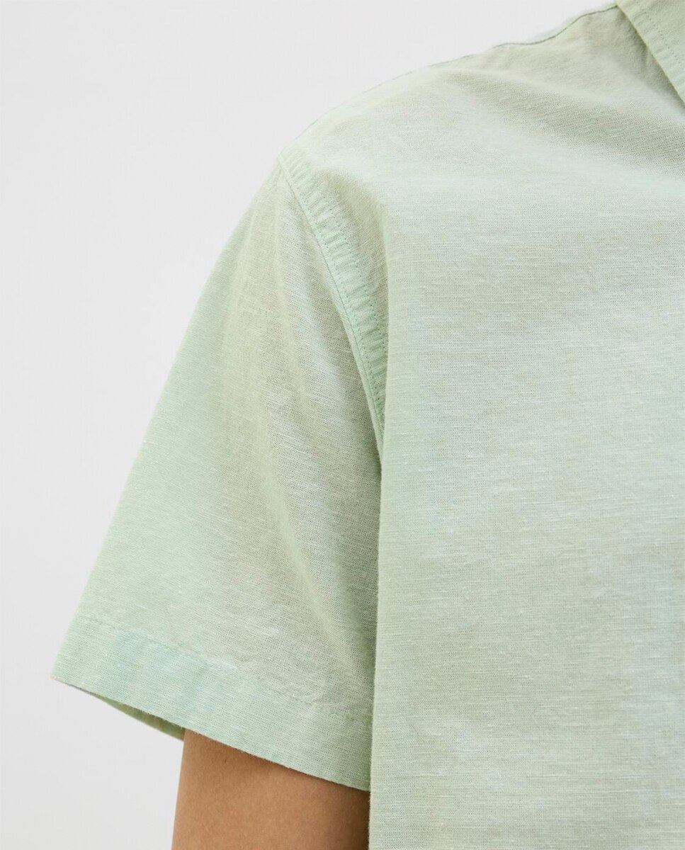 Camisa Slim com Manga Curta Verde-5