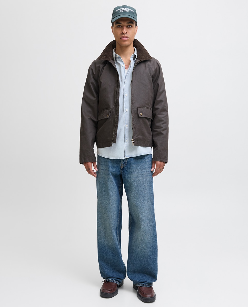 Camisa de Ganga com Manga Comprida Azul-claro-7