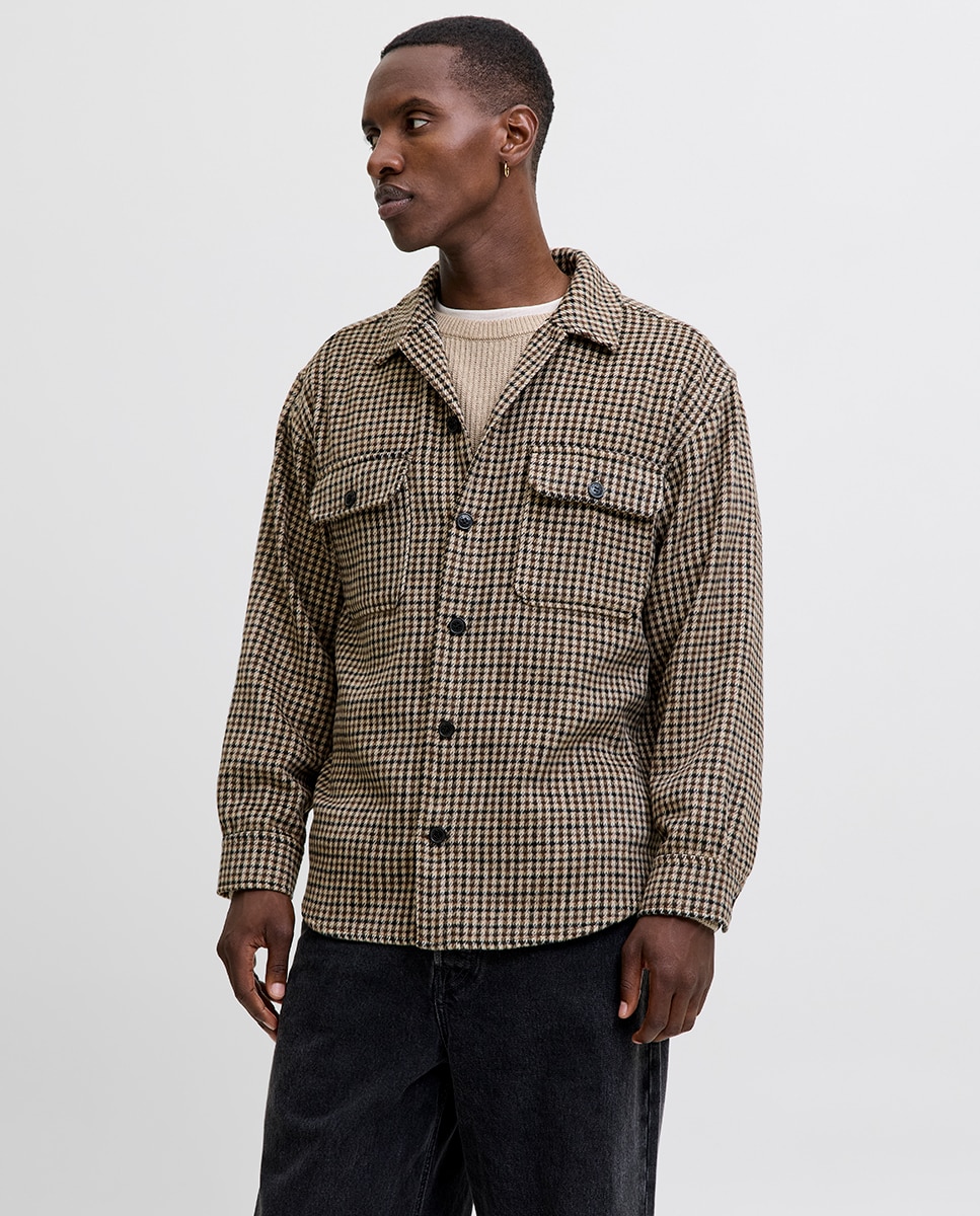Sobrecamisa de cuadros con corte relax de hombre - Jack & Jones - Marrón Marrón-1