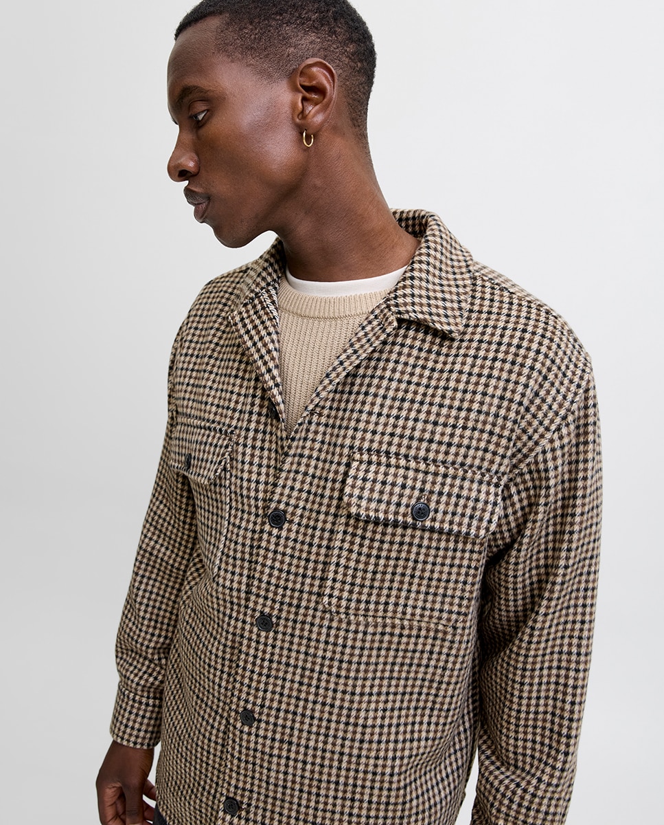 Sobrecamisa de cuadros con corte relax de hombre - Jack & Jones - Marrón Marrón-3