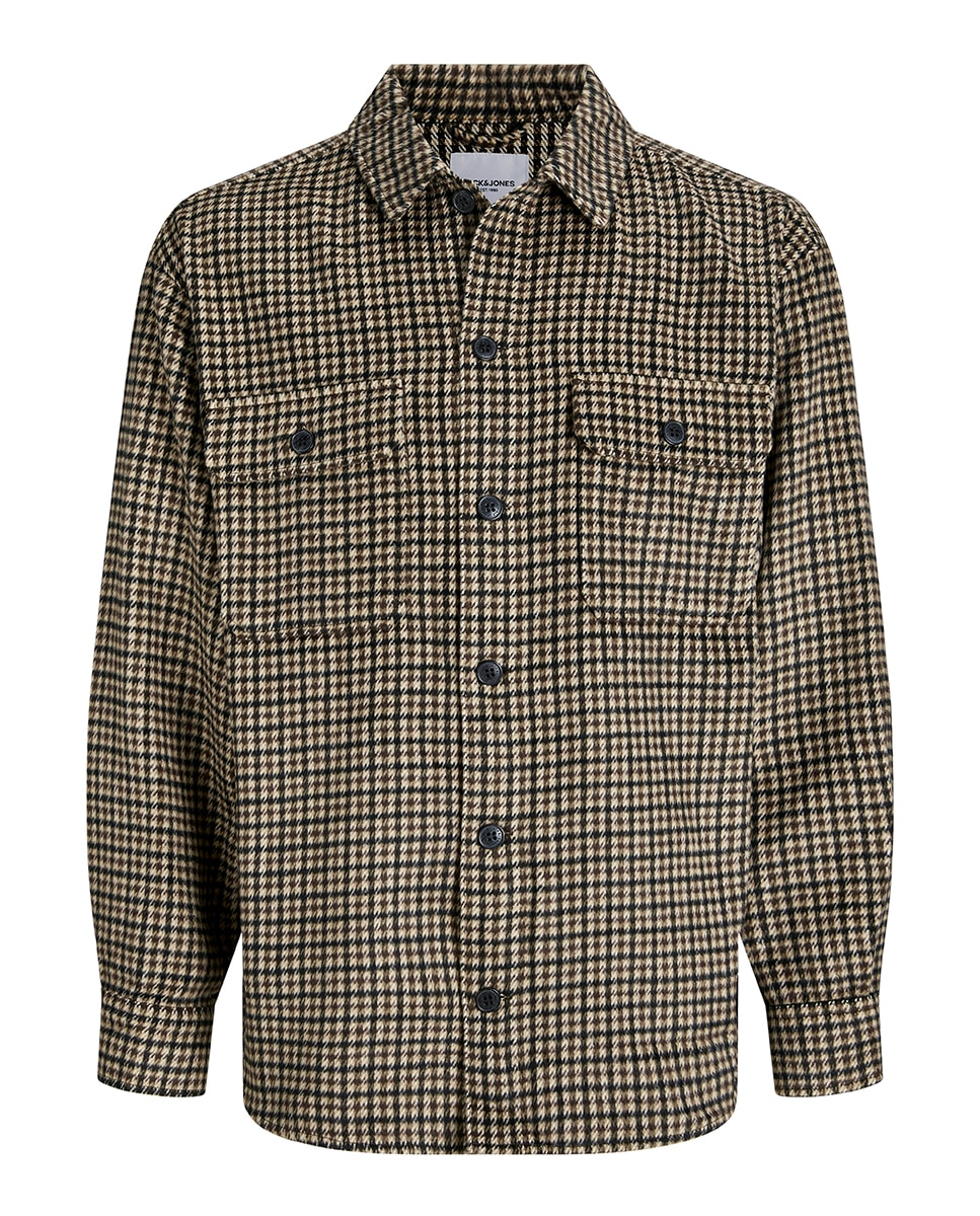 Sobrecamisa de cuadros con corte relax de hombre - Jack & Jones - Marrón Marrón-6