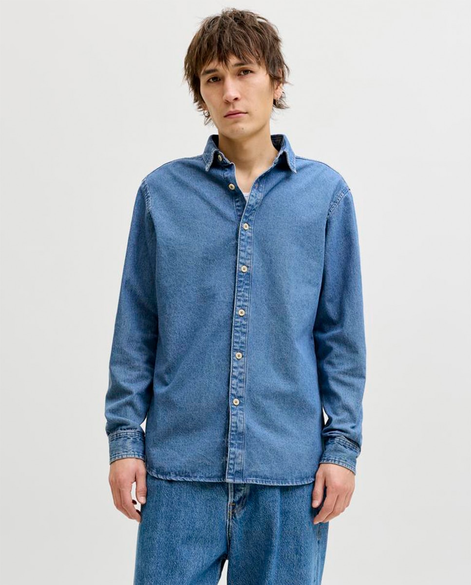 Imagem 0 de Camisa de Ganga Lisa Slim Fit