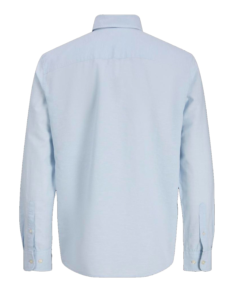 Camisa de Linho Lisa com Gola Clássica Azul-claro-7