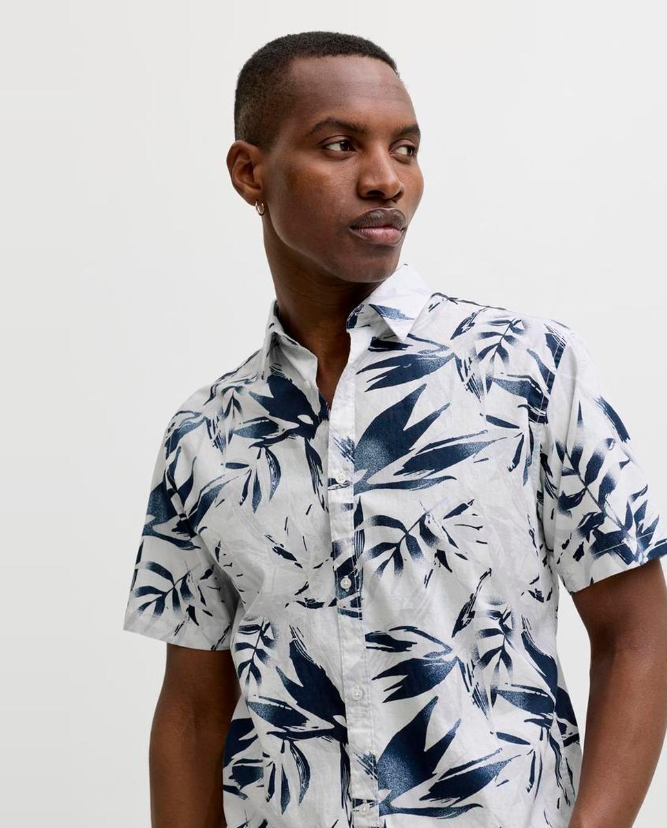 Camisa Estampada de Manga Curta Branco-3
