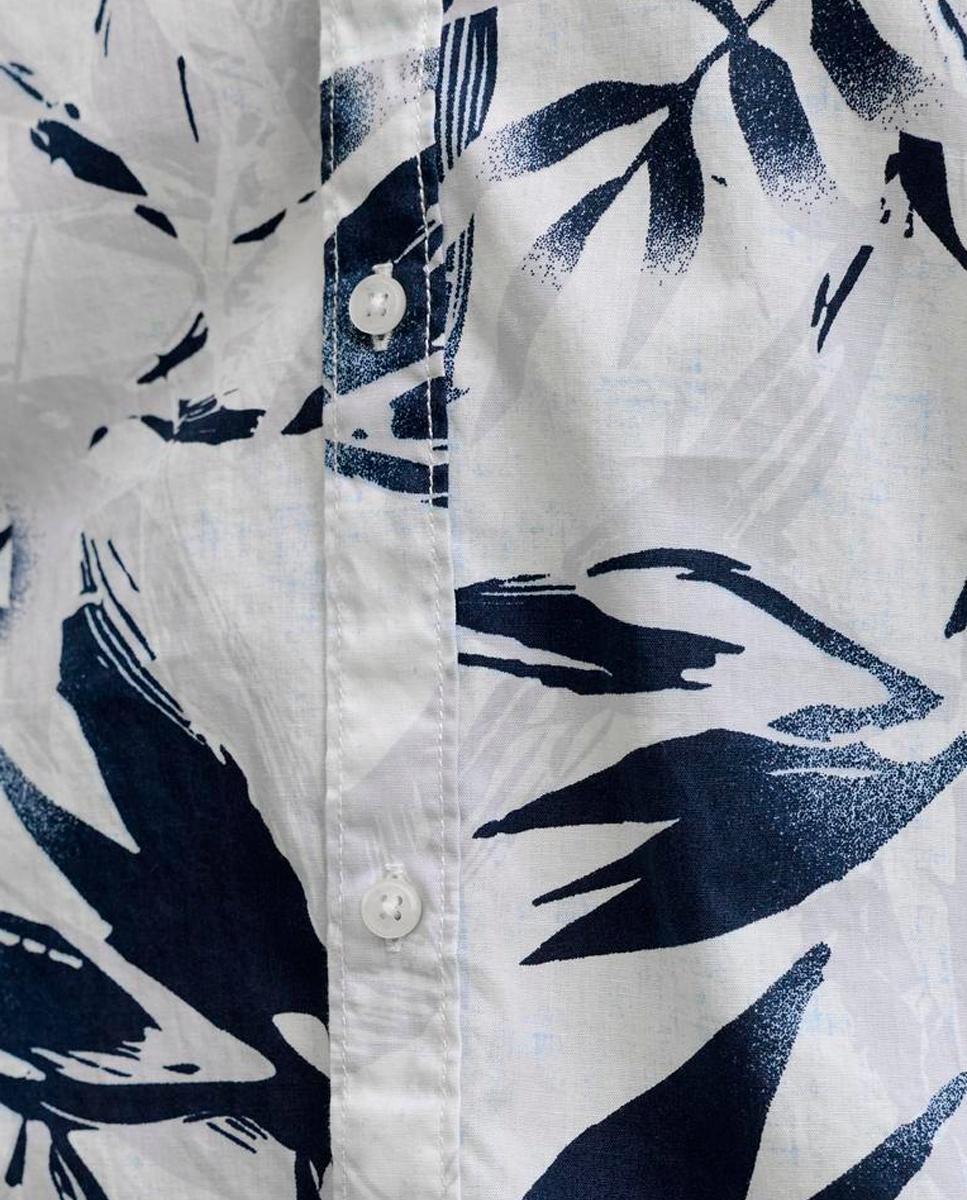 Camisa Estampada de Manga Curta Branco-4