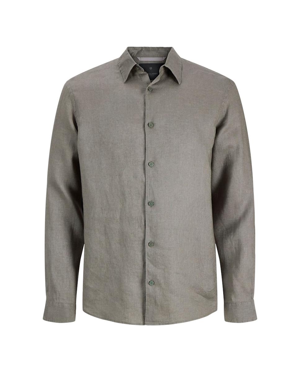 Camisa de Manga Comprida em Linho Verde-6