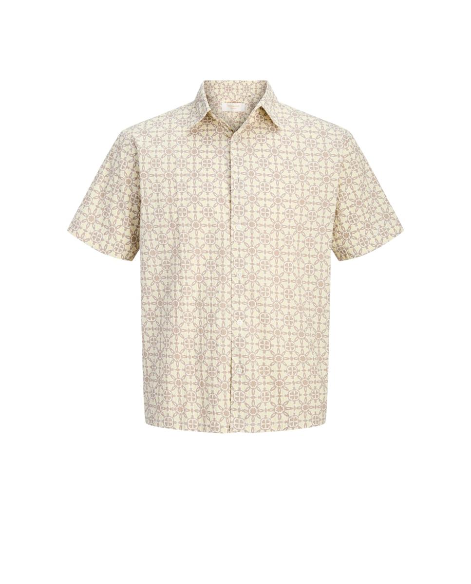 Camisa Estampada de Manga Curta Creme-6