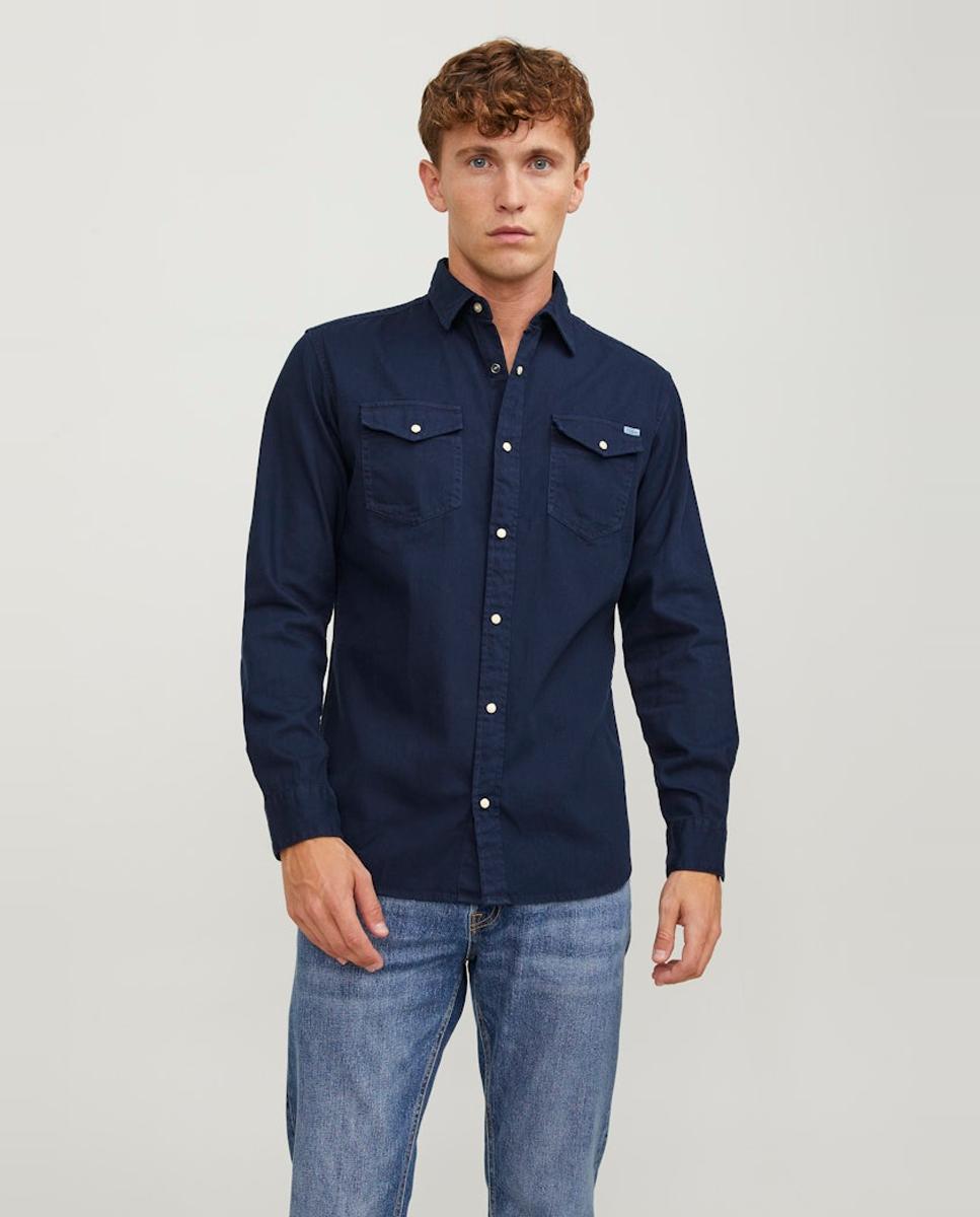 Imagem 0 de Camisa de ganga azul slim