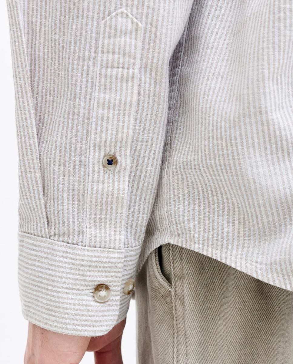 Camisa de lino de hombre lisa con cuello clásico - Jack & Jones - Crudo Crudo-5