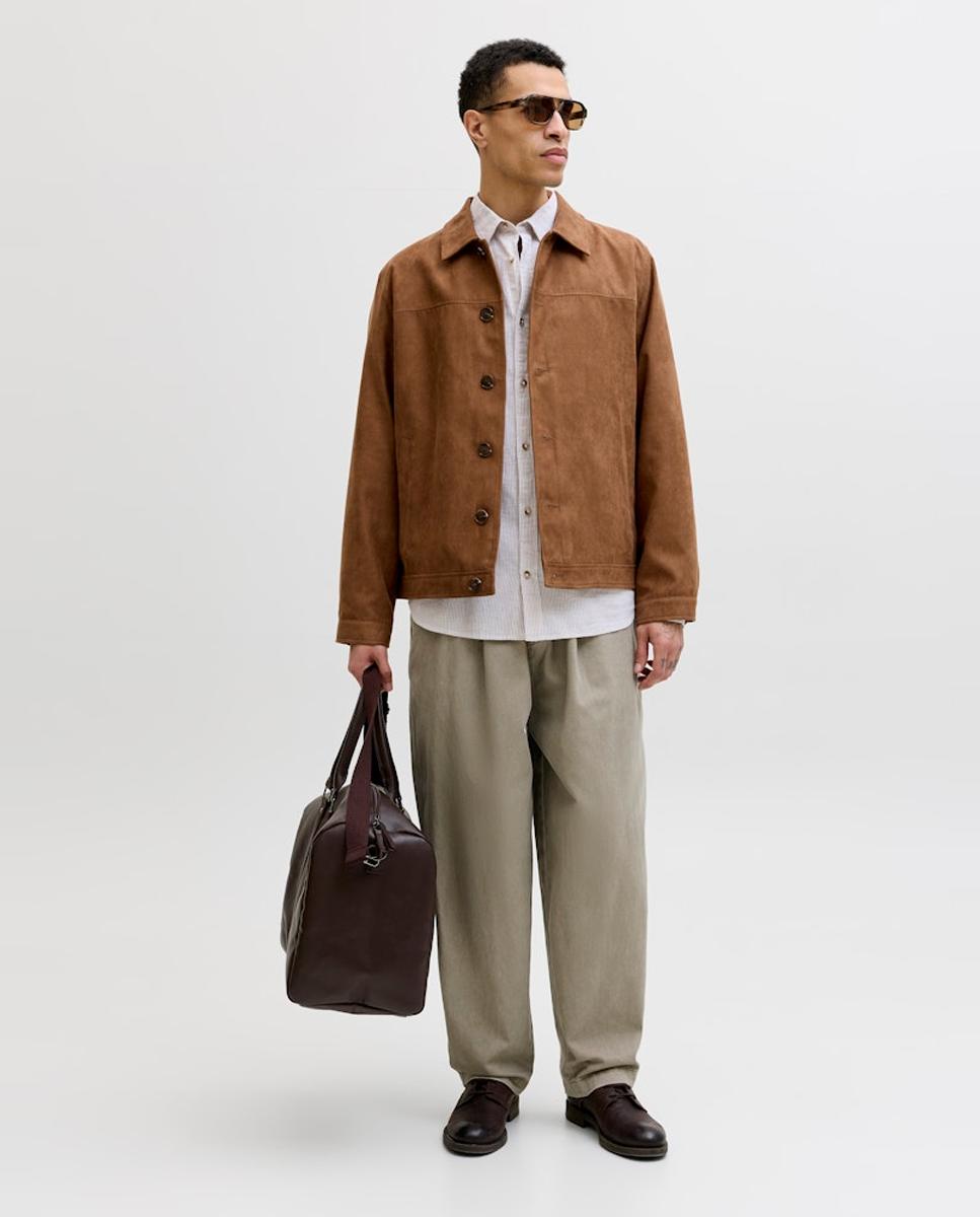 Camisa de lino de hombre lisa con cuello clásico - Jack & Jones - Crudo Crudo-7