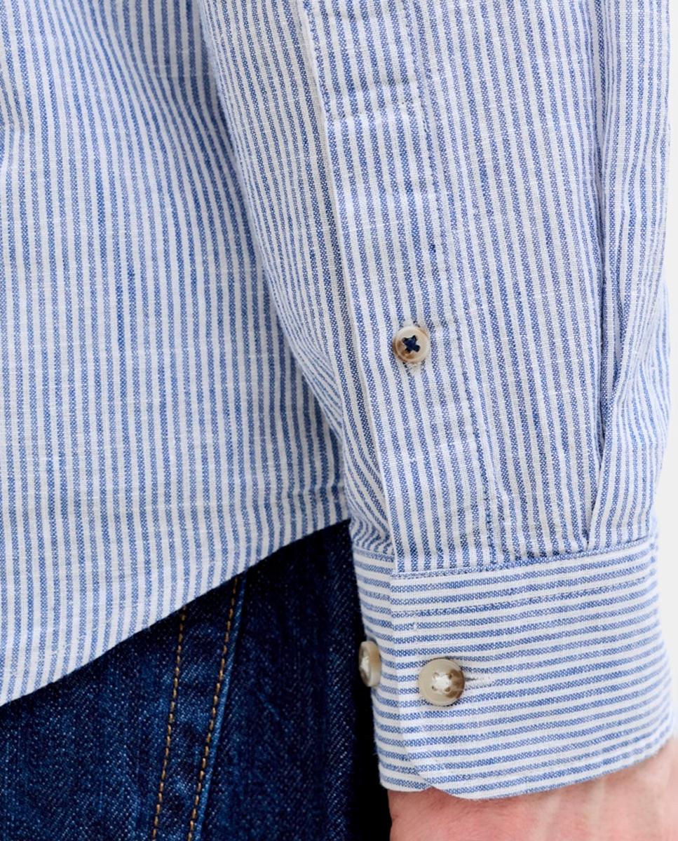 Camisa de lino de hombre lisa con cuello clásico - Jack & Jones - Azul Azul-5