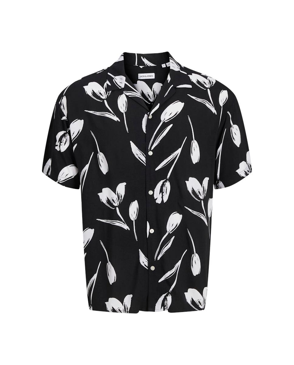 Camisa com Gola Resort e Estampado Preto-6
