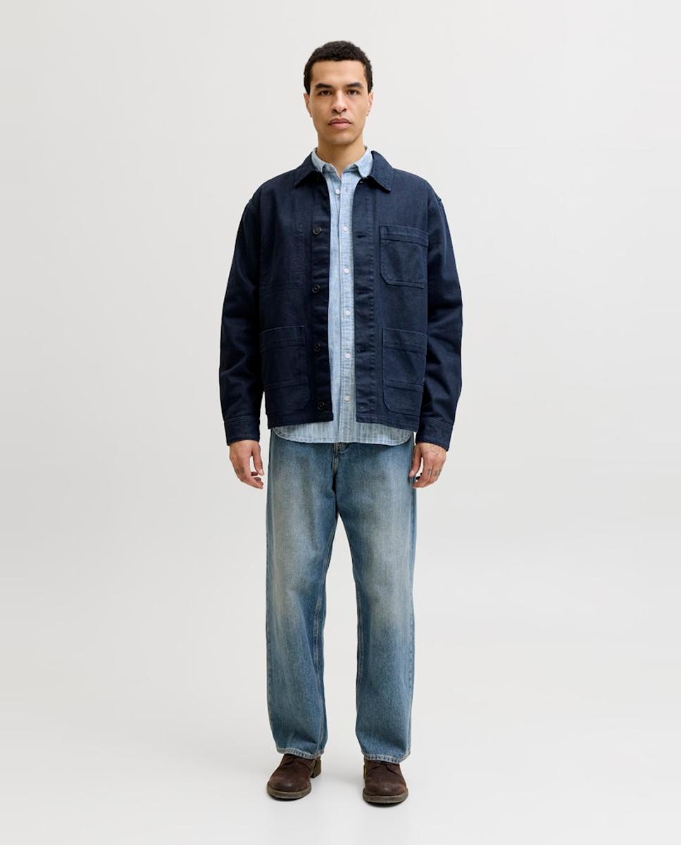 Camisa de Chambray com Manga Comprida Azul-claro-7