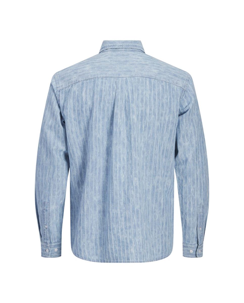 Camisa de Chambray com Manga Comprida Azul-claro-6