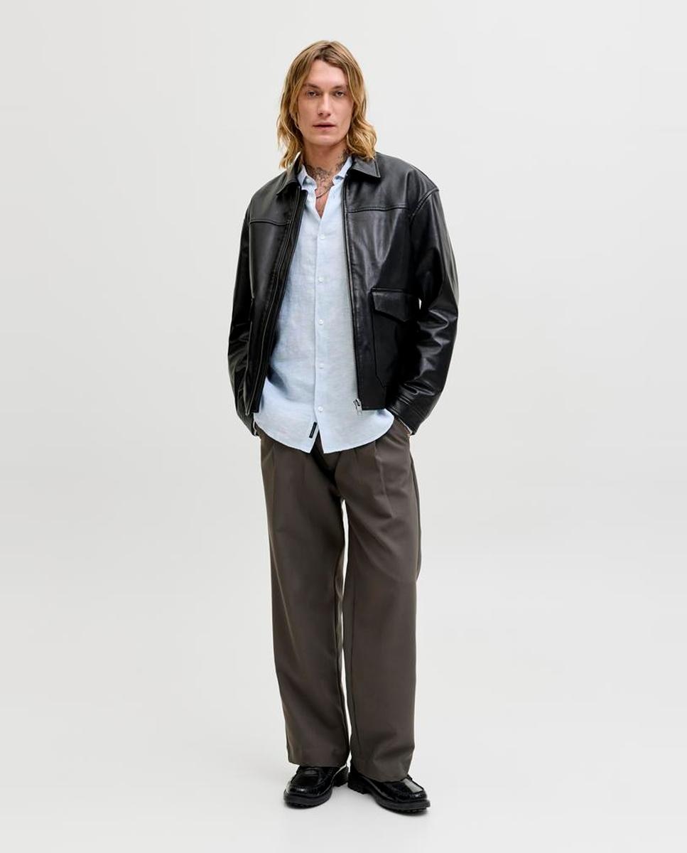 Camisa de hombre manga larga de lino - Jack & Jones - Azul claro Azul claro-7