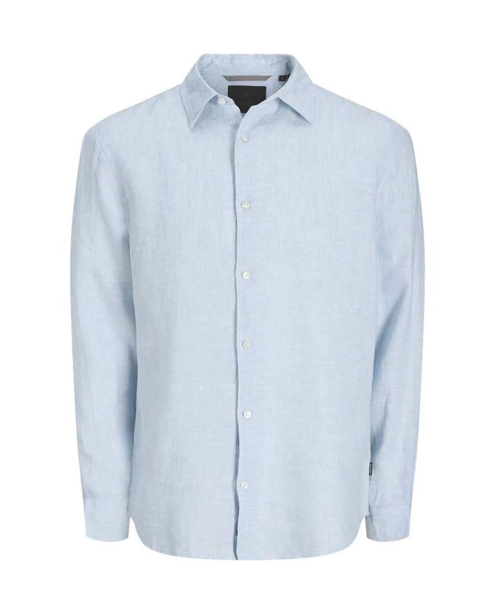 Camisa de hombre manga larga de lino - Jack & Jones - Azul claro Azul claro-6