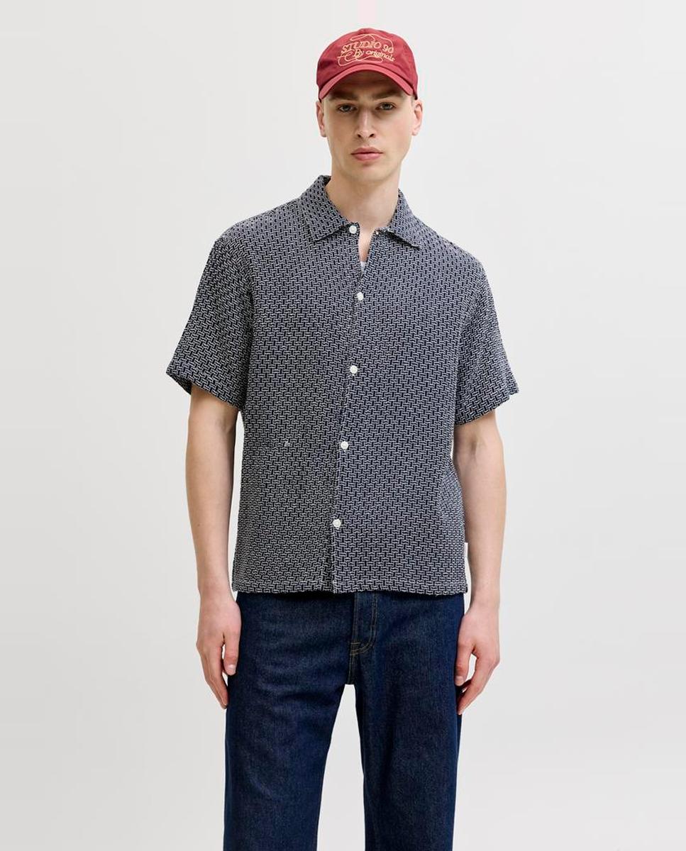 Camisa resort de hombre manga corta - Jack & Jones - Azul marino Azul marino-1