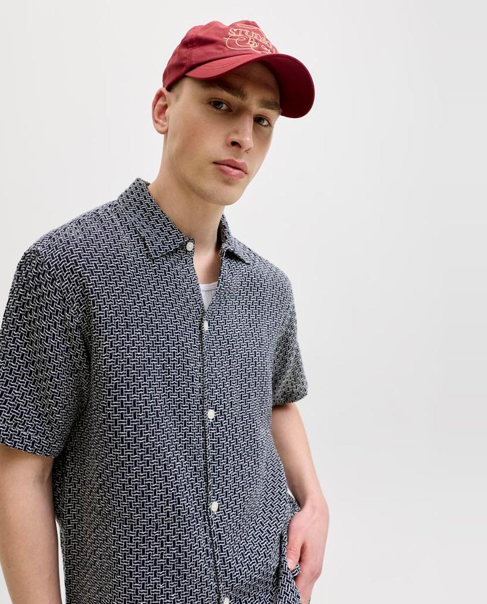 Camisa resort de hombre manga corta - Jack & Jones - Azul marino Azul marino-3