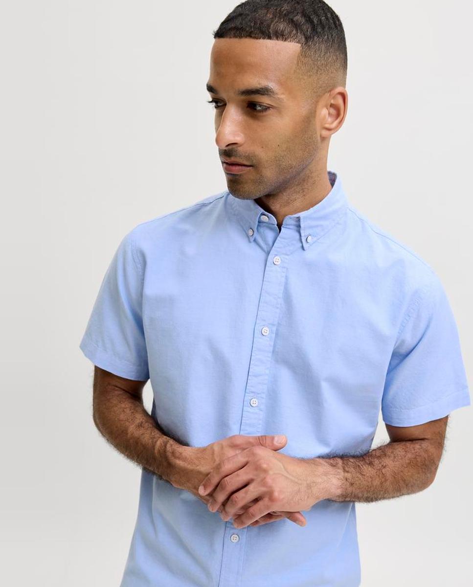 Camisa Oxford de manga corta de hombre - Jack & Jones - Azul claro Azul claro-3