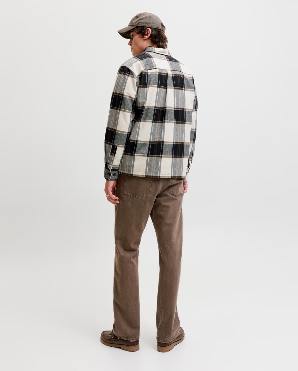 Sobrecamisa aos Quadrados Creme-2
