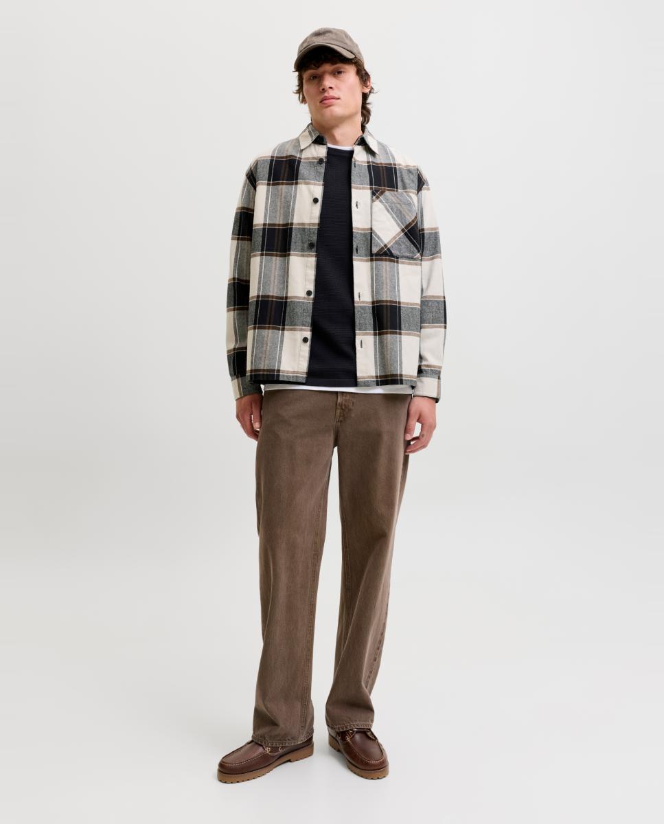 Sobrecamisa aos Quadrados Creme-7