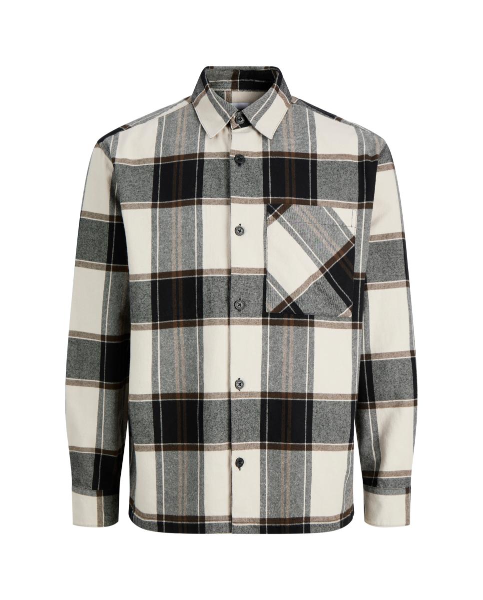 Sobrecamisa aos Quadrados Creme-6