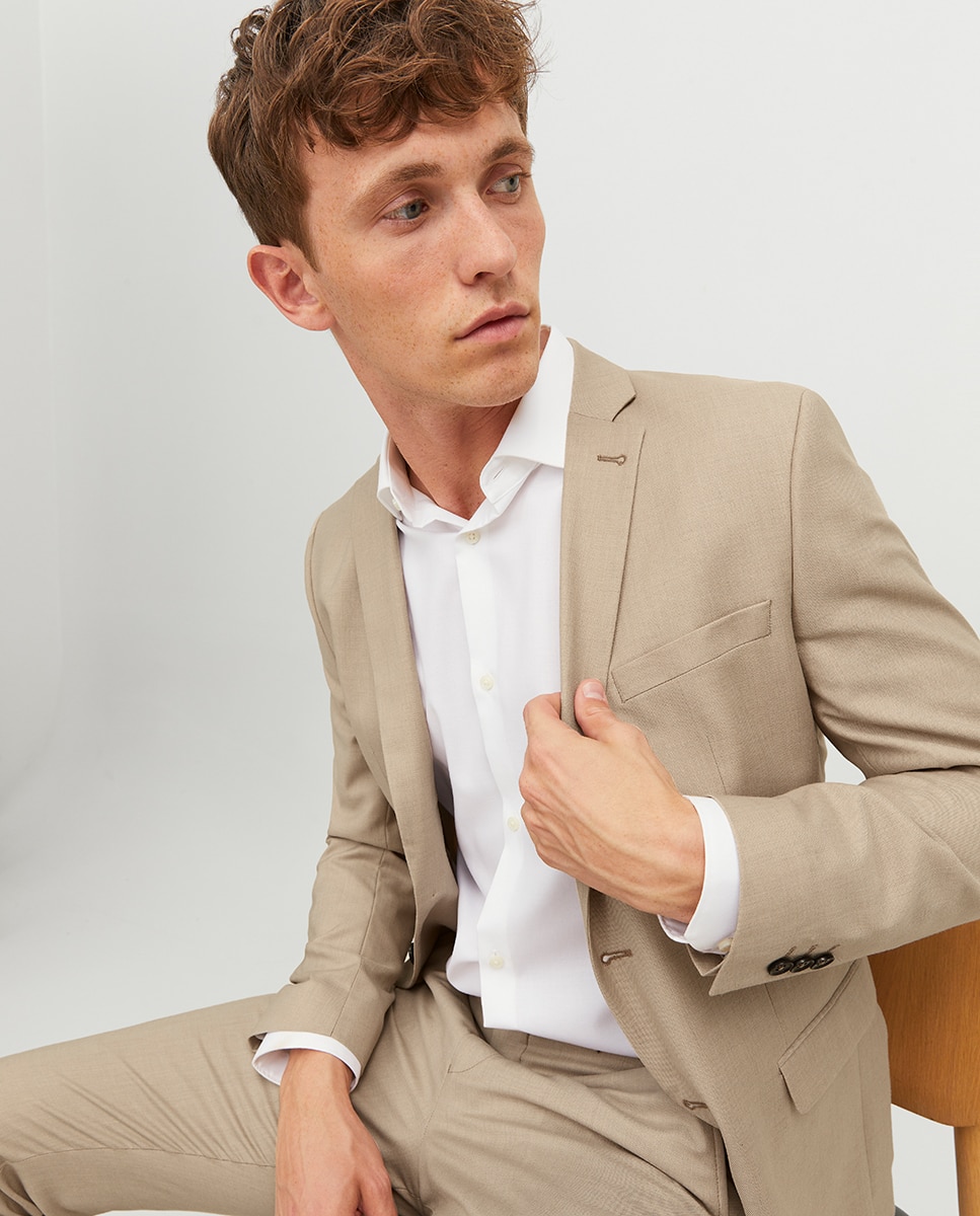Blazer preto slim Bege-5