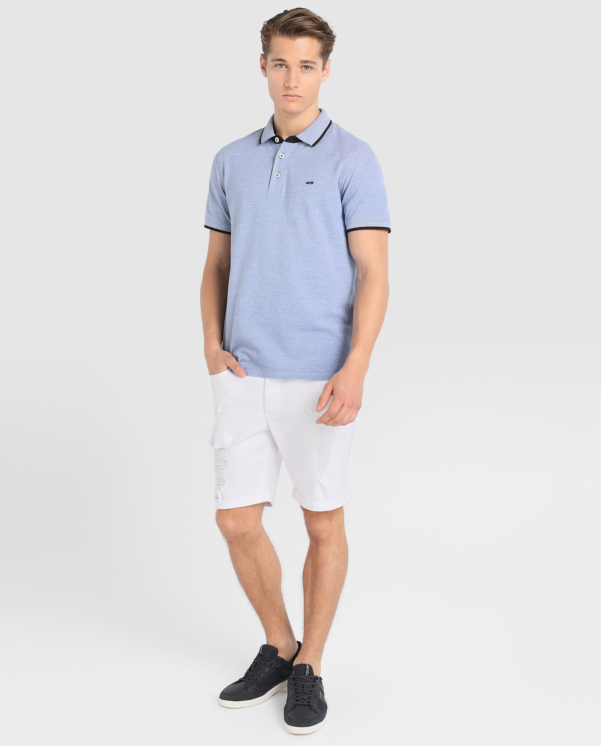 Imagem 0 de Polo de homem Jack & Jones azul de manga curta