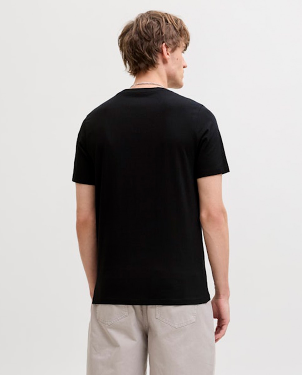T-shirt de manga curta de homem amarela Preto-2