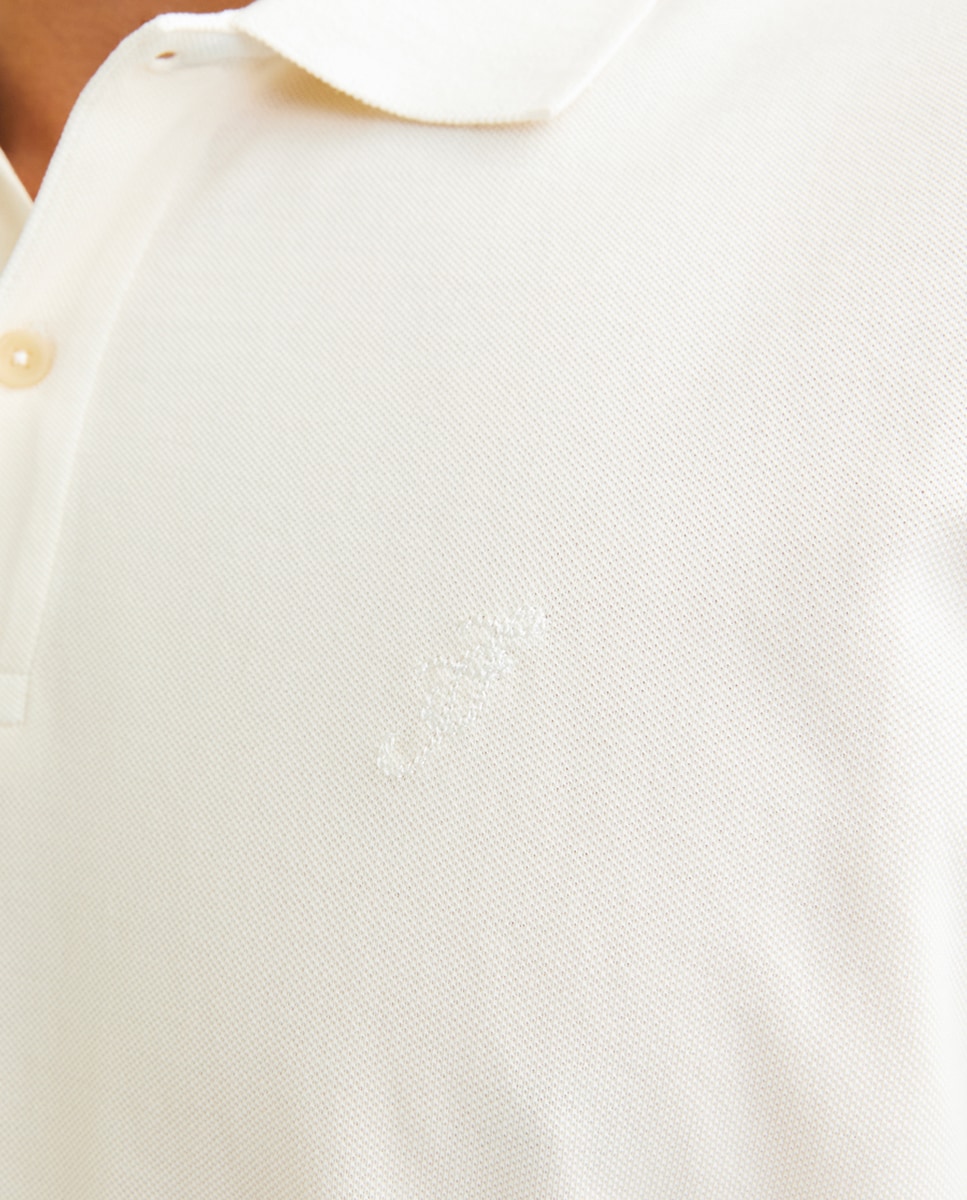 Polo de Manga Curta com Logótipo Lateral Bege-6