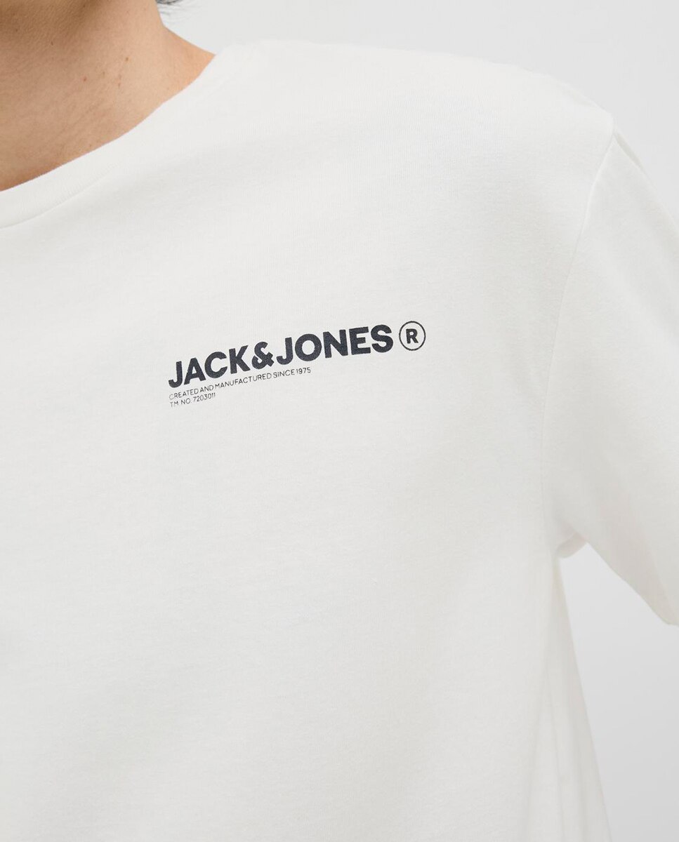 T-shirt de Manga Curta com Gola Redonda e Estampado Traseiro Branco-4