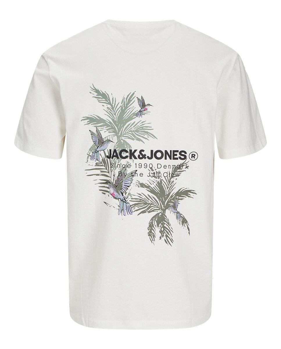 T-shirt de Manga Curta com Gola Redonda e Estampado Traseiro Branco-6