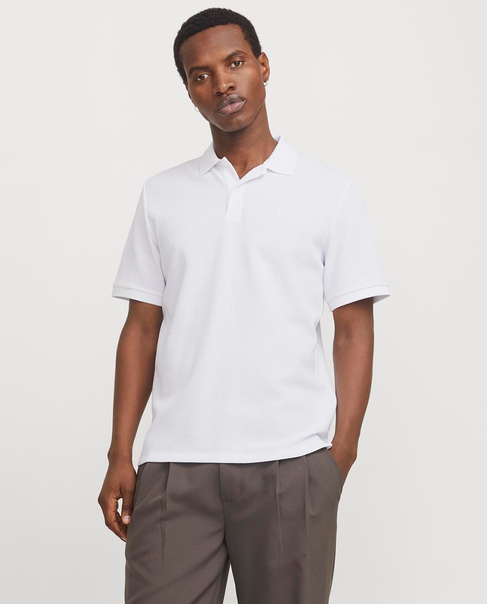 Polo Liso com Manga Curta Branco-1