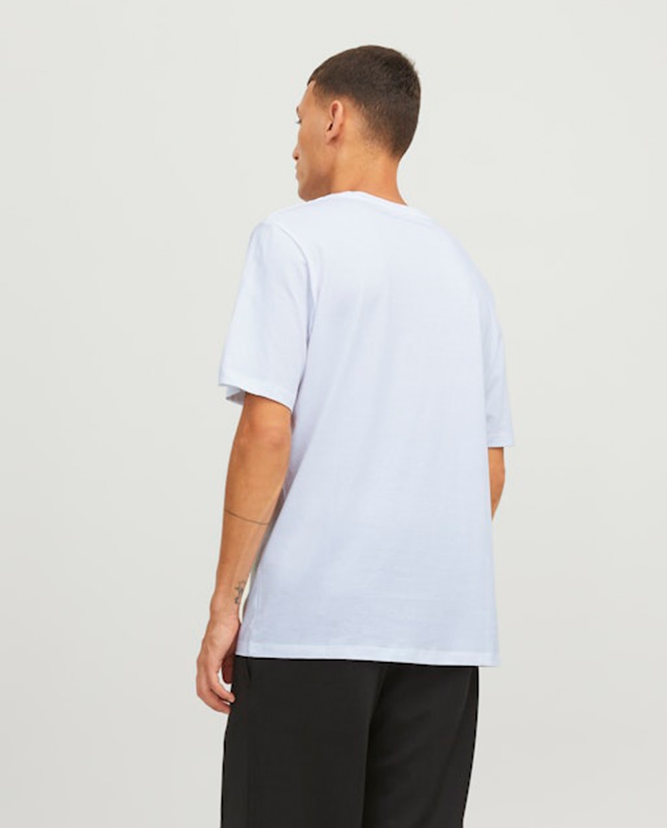 Camiseta de hombre en algodón BCI azul de manga corta - Jack & Jones - Blanco Blanco-2