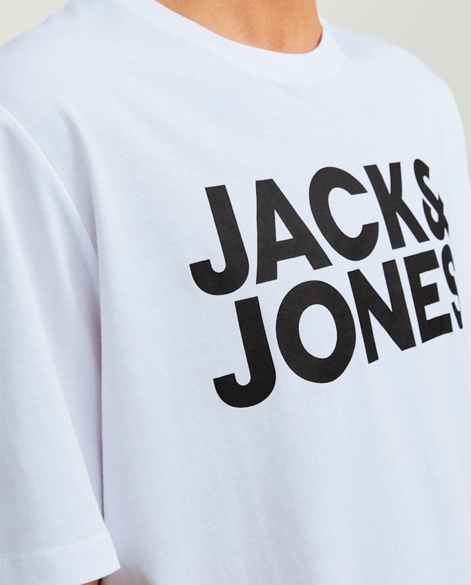 Camiseta de hombre en algodón BCI azul de manga corta - Jack & Jones - Blanco Blanco-4