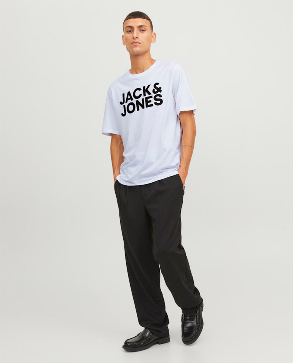 Camiseta de hombre en algodón BCI azul de manga corta - Jack & Jones - Blanco Blanco-7