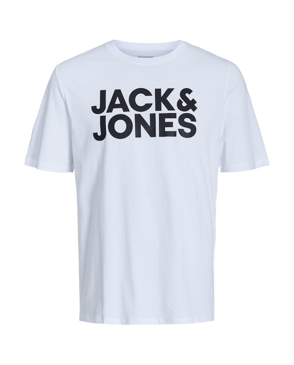 Camiseta de hombre en algodón BCI azul de manga corta - Jack & Jones - Blanco Blanco-6