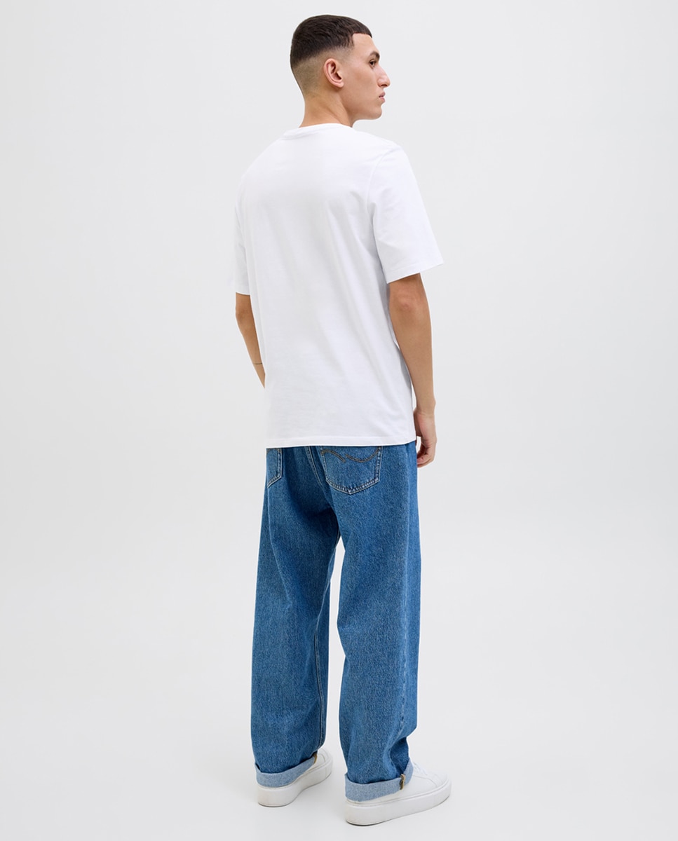 T-shirt de Manga Curta com Estampado à Frente Branco-2