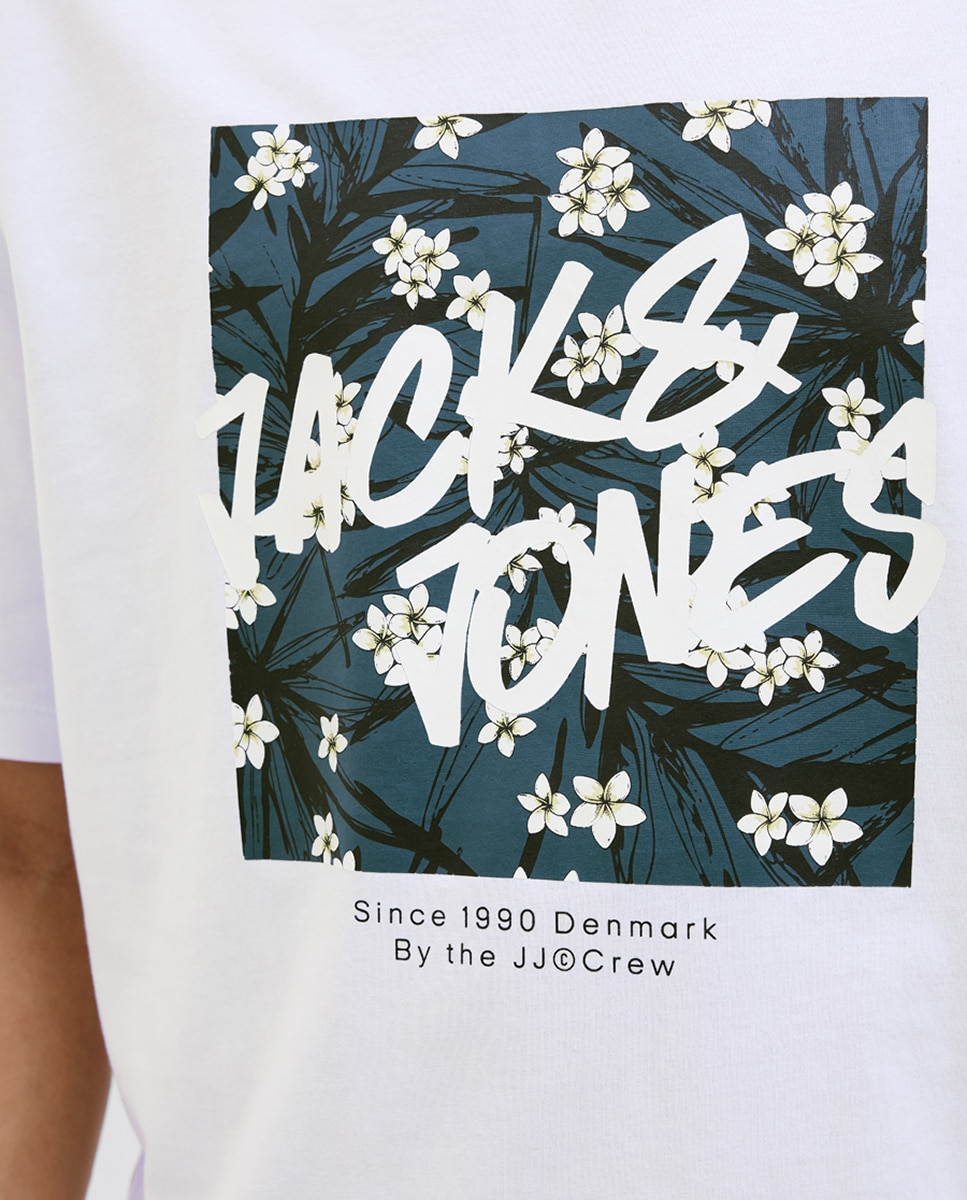 T-shirt de Manga Curta com Estampado à Frente Branco-5