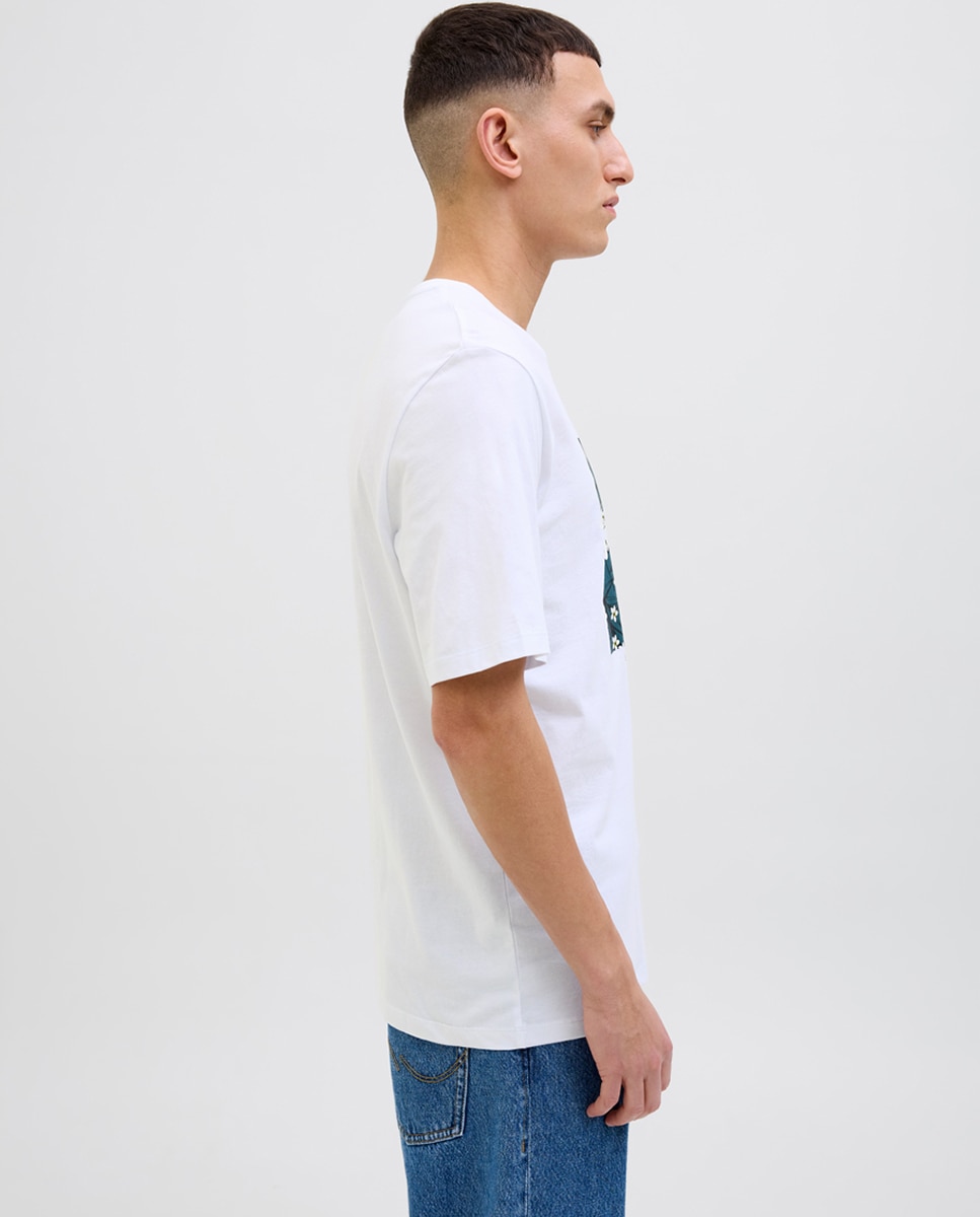 T-shirt de Manga Curta com Estampado à Frente Branco-6