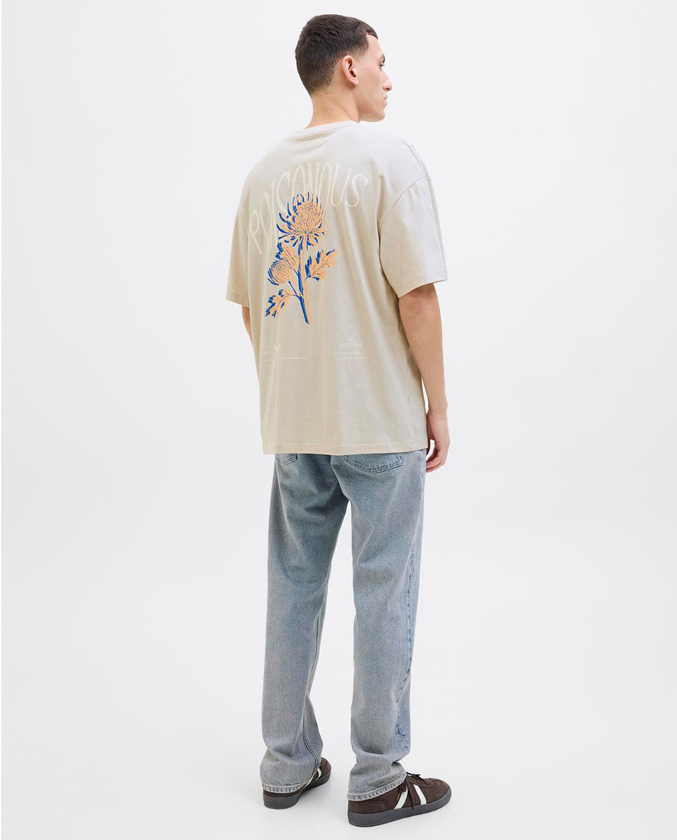 T-shirt de Manga Curta com Serigrafia Lateral Natural-2