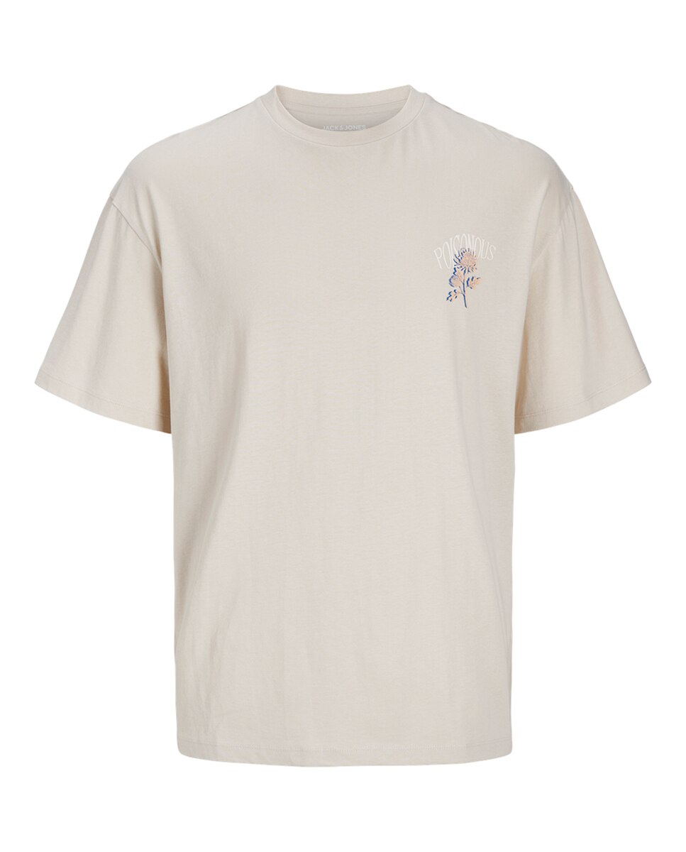 T-shirt de Manga Curta com Serigrafia Lateral Natural-7